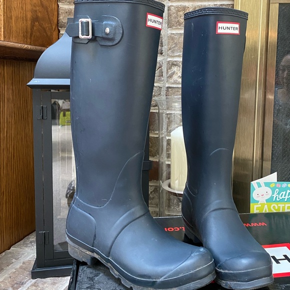 HUNTER Rain Boots Original Tall Size 7 Navy Blue - Picture 6 of 6